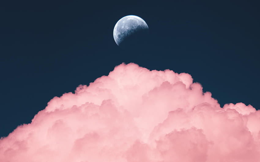 aesthetic purple color of moon iMac, aesthetic purple cloud HD wallpaper