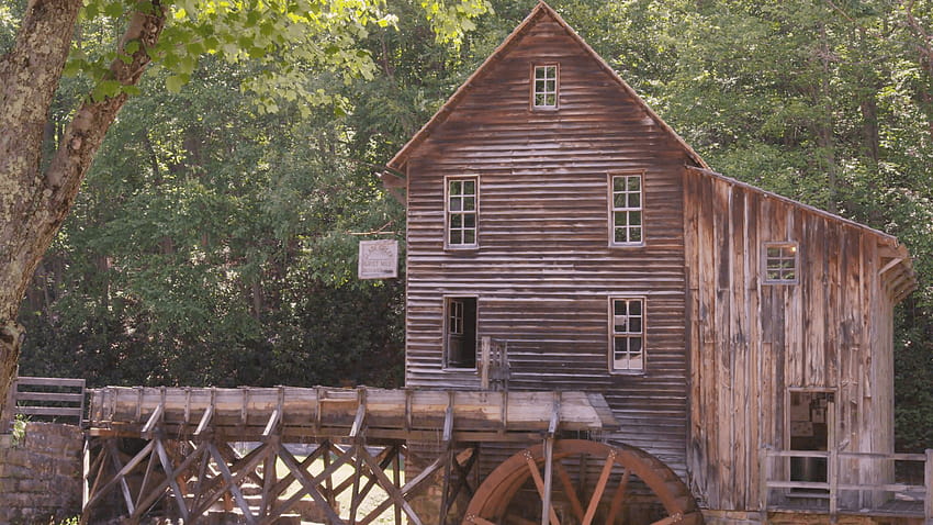 Close static shot of Glade Creek Grist Mill in Babcock State Park West Virginia Stock Video Footage, glade creek mill HD wallpaper