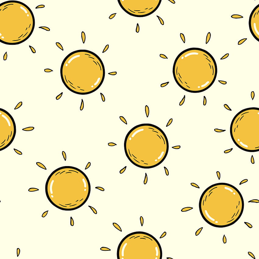 cute seamless pattern with hand drawn suns for summer prints, posters, wrapping paper, backgrounds, scrapbooking, textile, kids fashion, stationary, etc. EPS 10 6617115 Vector Art at Vecteezy, sun summer pattern HD phone wallpaper