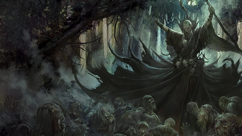 Nekromanta grafika fantasy art lasy nieumarli Tapeta HD