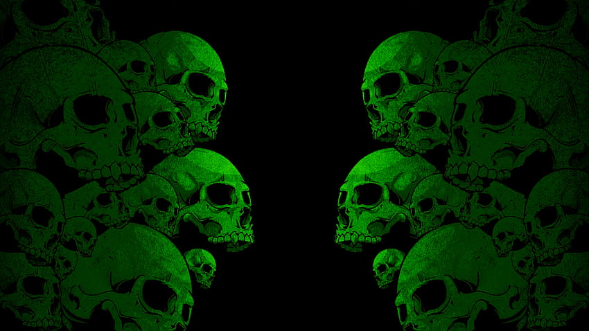 Crâne de flamme verte, crâne de feu vert Fond d'écran HD