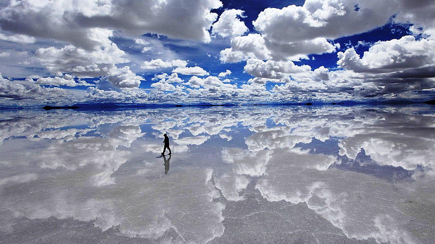 雲、ウォーキング、塩、空、干潟 :: 高画質の壁紙
