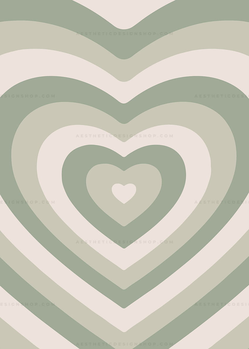 Salbeigrüne ästhetische Herzhintergründe ⋆ Aesthetic Design Shop, süßes Frühlingssalbeigrün HD-Handy-Hintergrundbild