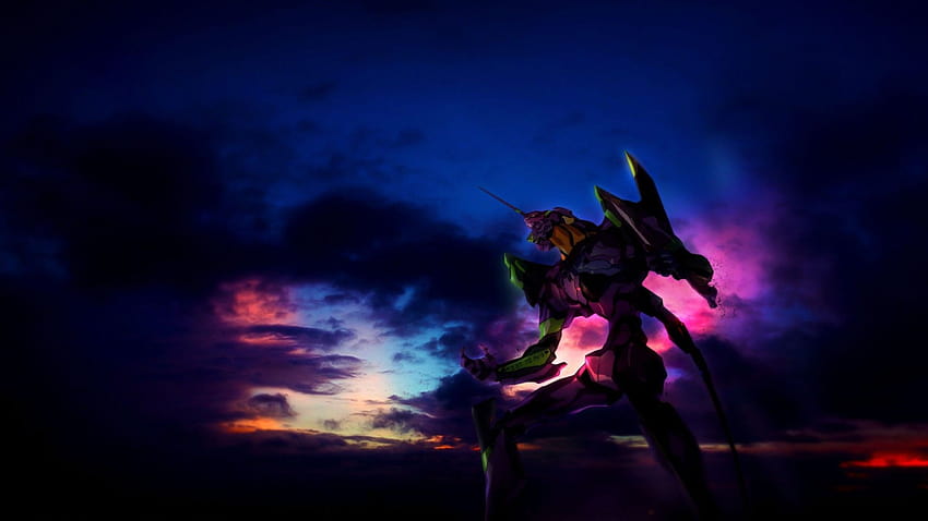 Neon Genesis Evangelion, EVA Unit 01, Clouds, Sky, Anime, anime neon HD wallpaper