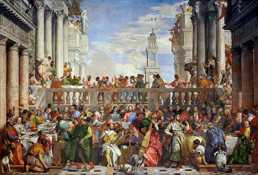Die Hochzeit zu Kana, Gemälde Louvre HD-Hintergrundbild