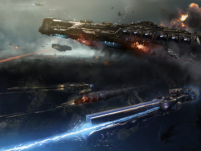 science fiction, Space, Battle, Futuristic, Dreadnought / and Mobile & HD wallpaper