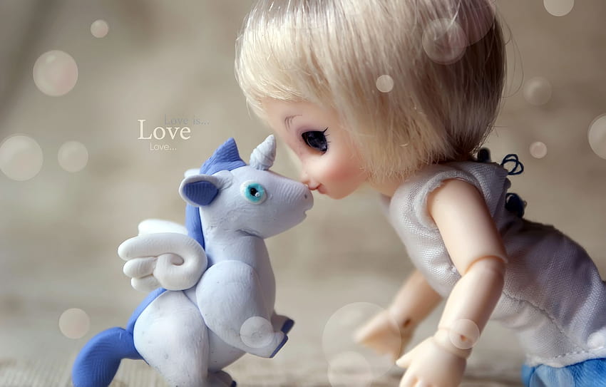 Unicorn horse magical animal doll toy love mood bokeh j, doll love HD wallpaper