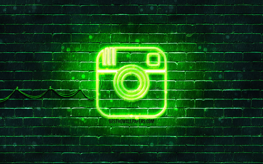 Instagram green logo, green brickwall, Instagram logo, brands ...