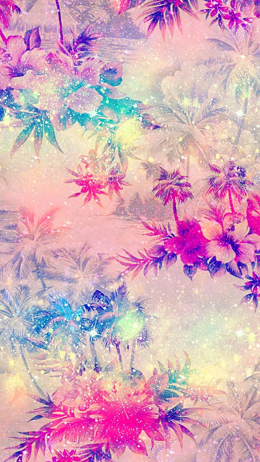 toedit glitter sparkle flowers tropical summer patt, summer and tropical HD phone wallpaper