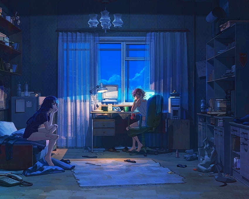 Computer, Room, Anime Girl, Night, Summer, anime summer aesthetic HD  wallpaper | Pxfuel