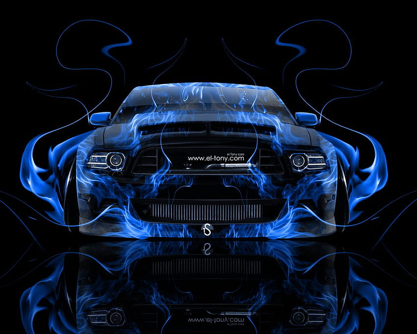 mustang gt muscle front blue fire abstract car 2014 art [1920x1080] for your , Mobile & Tablet, blue mustang HD тапет