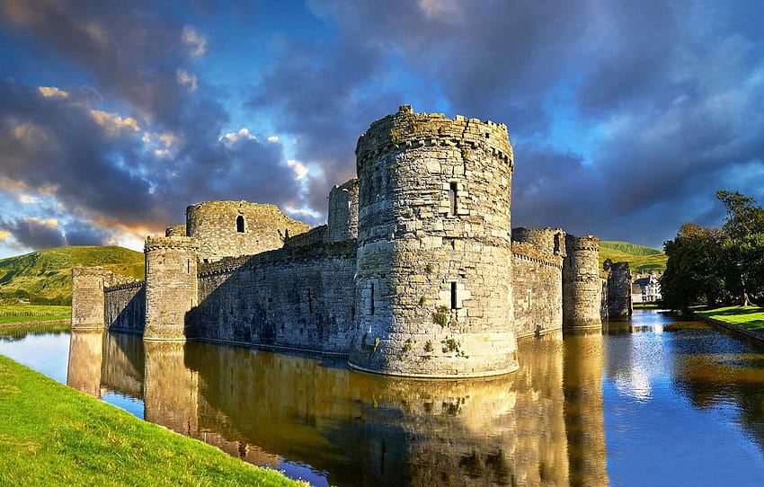 water, tower, Wales, Isle of Anglesey, castle Beaumaris , section пейзажи HD wallpaper