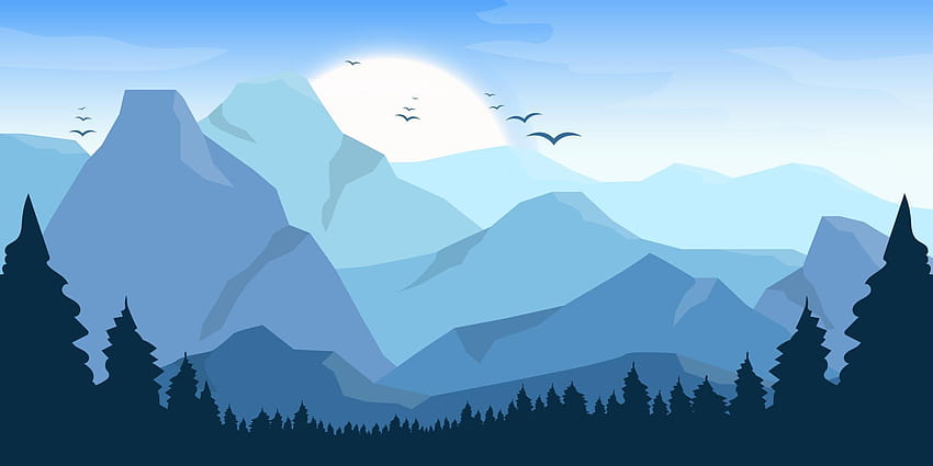 Ilustrasi desain vektor latar belakang pemandangan gunung yang indah 2099711 Seni Vektor di Vecteezy, vektor gunung Wallpaper HD