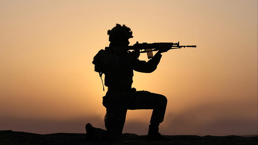 Indian Army with Soldier in Silhouette, army lover HD wallpaper