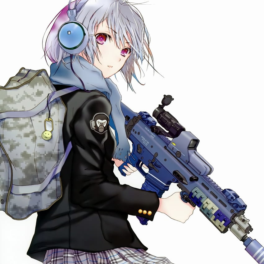 anime, girl, attitude, backpack, weapons, anime attitude girl HD phone wallpaper