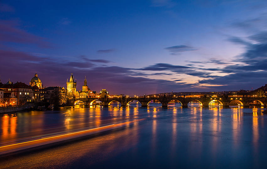 Cities Prague Czech Republic Bridges Sky river, water bridge HD wallpaper