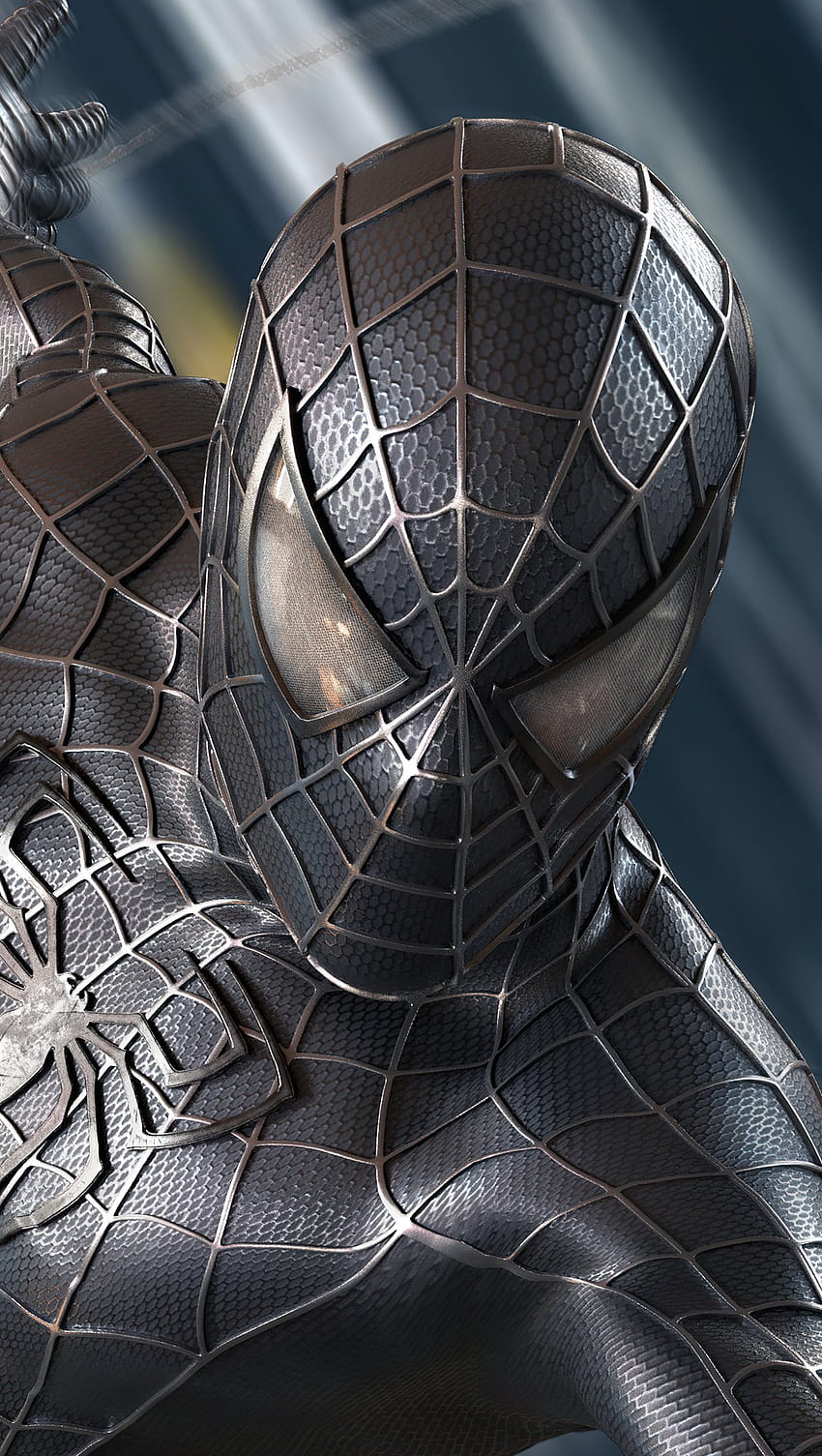 Tobey maguire in black and dark grey spider-man suit ready for battle on  Craiyon