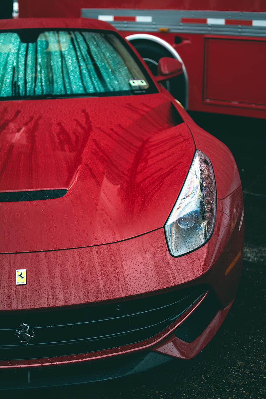 Rain Ferrari F12 Red Berlinetta, ferrari f12 berlinetta HD phone wallpaper