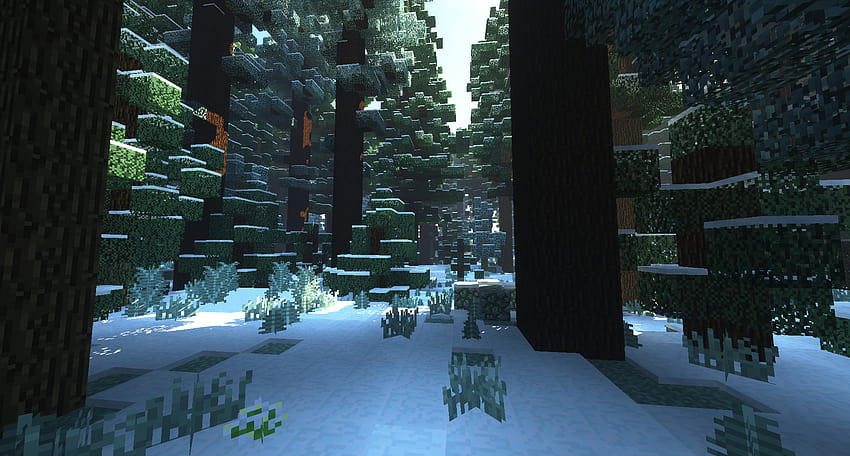 Sen podróżnika, zimowy las minecraft Tapeta HD