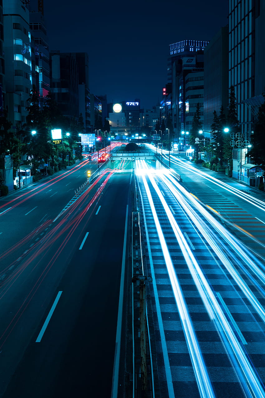 4000x6000 เมืองกลางคืน, ถนน, เบา, แสงไฟของเมือง, โตเกียว, พื้นหลังของญี่ปุ่น, ถนนในเมือง วอลล์เปเปอร์โทรศัพท์ HD