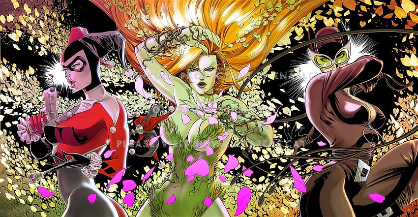 harley quinn poison ivy catwoman dc babes, harley quinn and poison ivy HD wallpaper