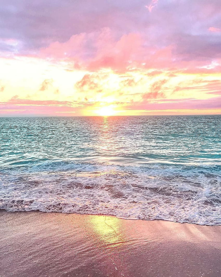 Pastel Beach Sunset HD phone wallpaper