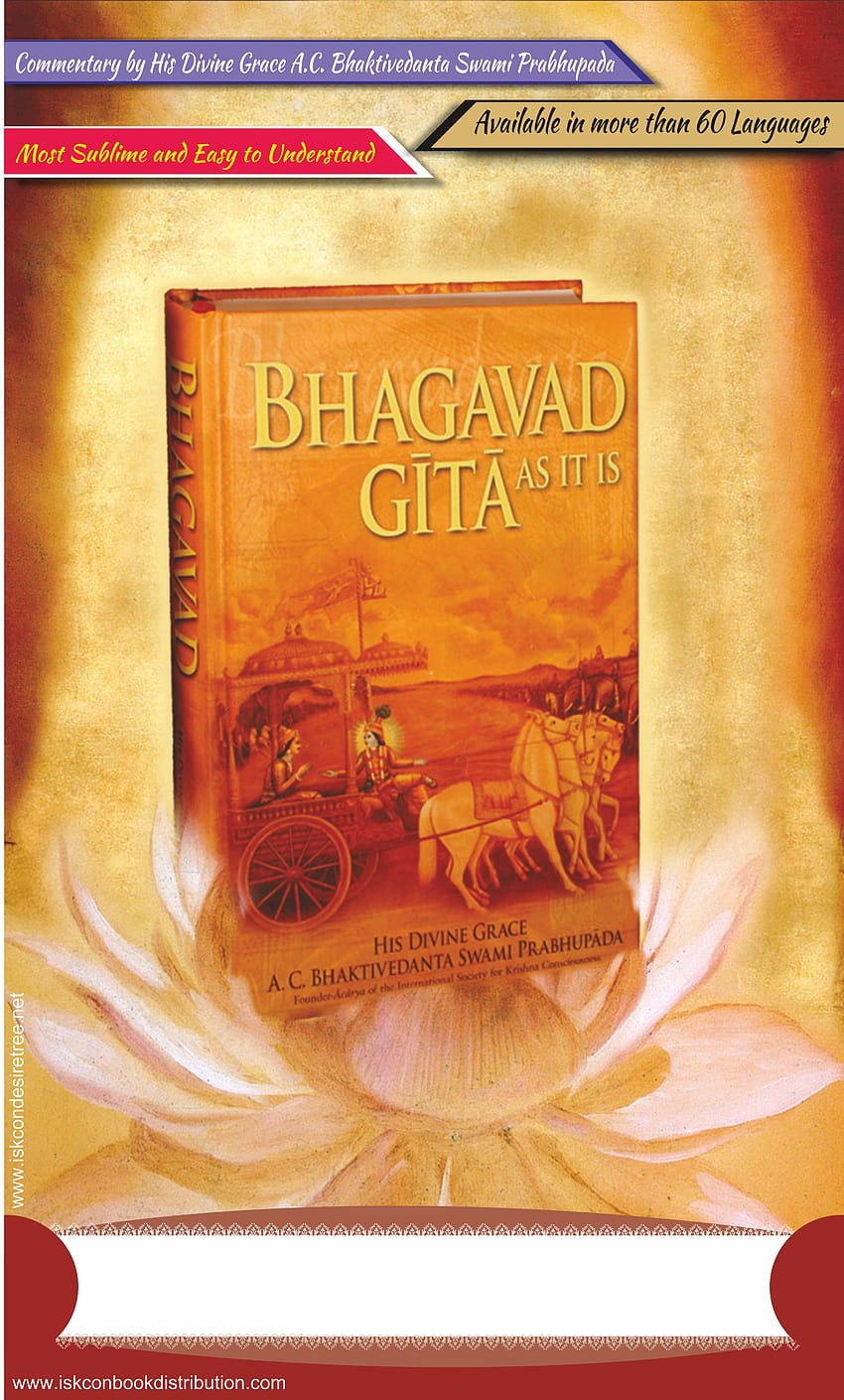 Banner di distribuzione del libro Bhagavad Gita Sfondo del telefono HD