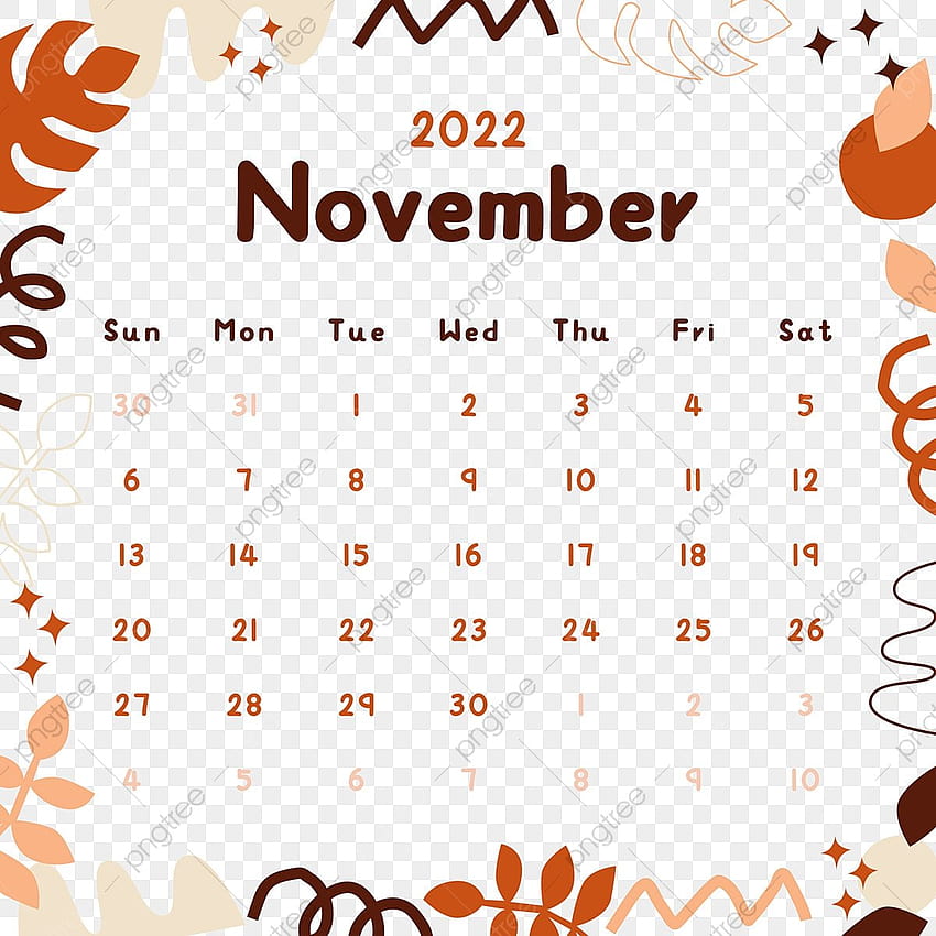 November 2022 Monthly Calendar PNG, Vector, PSD, and Clipart With Transparent Backgrounds for, november 2022 calendar HD phone wallpaper