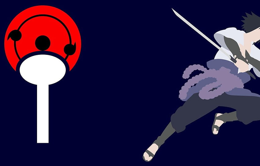 sword, logo, game, Sasuke, minimalism, anime, anime lambang uciha HD wallpaper