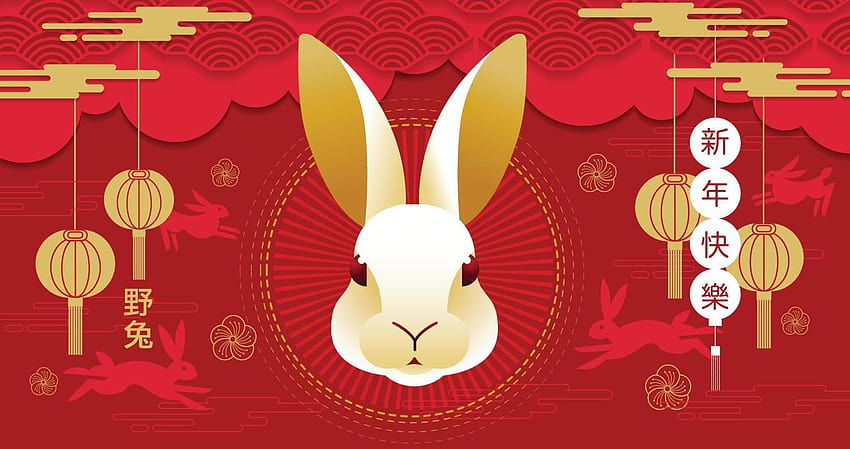 Selamat tahun baru, Tahun Baru Imlek 2023, Tahun Kelinci, Tradisional Tionghoa. 5161681 Seni Vektor di Vecteezy Wallpaper HD