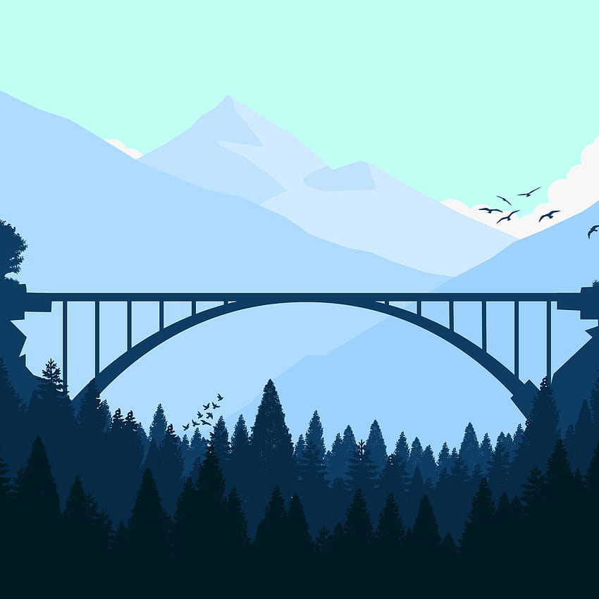 2048x2048 Bridge In Forest Minimalist Ipad Air , Hintergründe und iPad minimalistisch HD-Handy-Hintergrundbild
