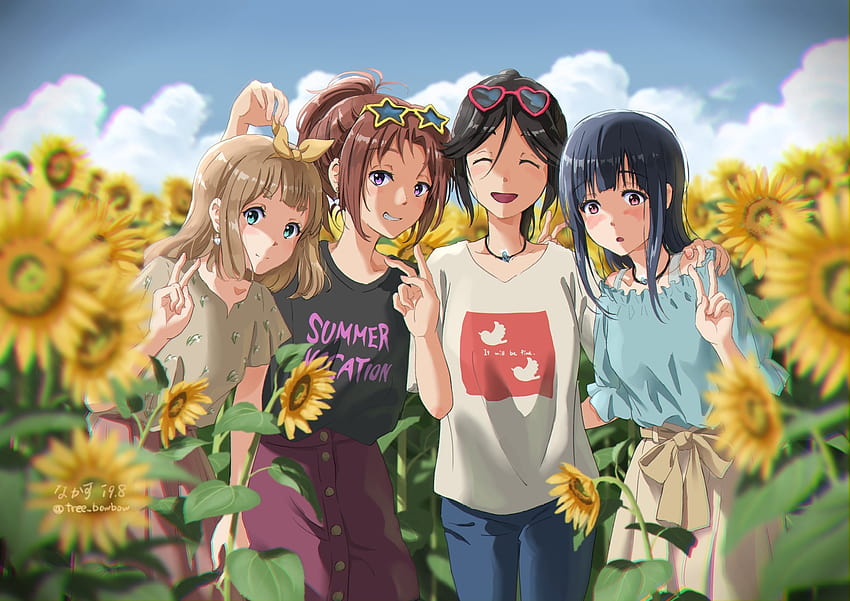 2048x1448 Kasaki Nozomi, Yoroizuka Mizore, Nakagawa Natsuki, Hibike Euphonium, Sonnenblumen, Natsuki Nakagawa HD-Hintergrundbild