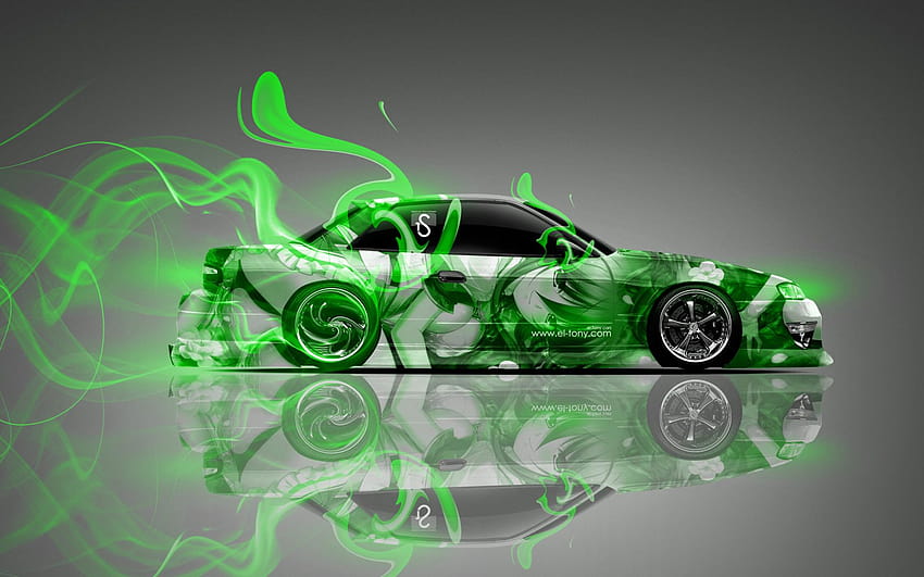 Nissan Silvia S Jdm Sx Drift Anime Aerography Green Smoke Car By X For Your