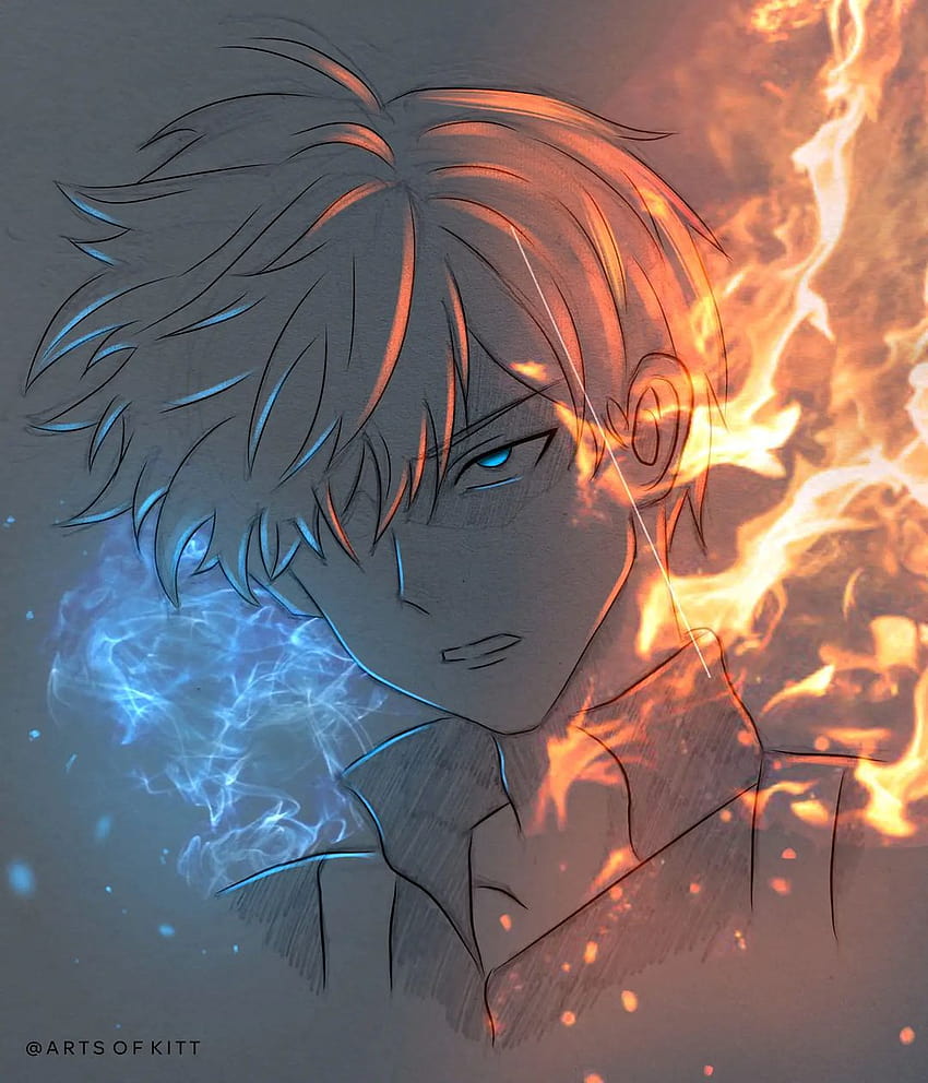 animeartworks's Instagram post: “Glow art of Todoroki, anime glow art HD phone wallpaper
