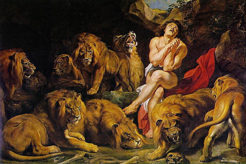 Daniel na Cova dos Leões, 1615, Peter Paul Rubens <Fine papel de parede HD