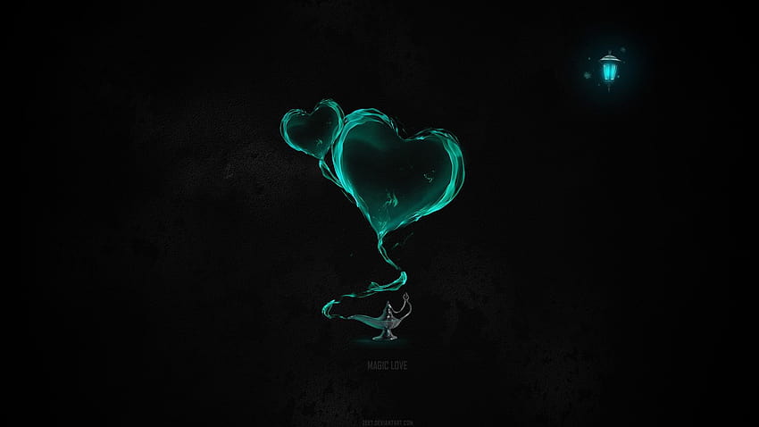 Green hearts of music, magic lamp HD wallpaper
