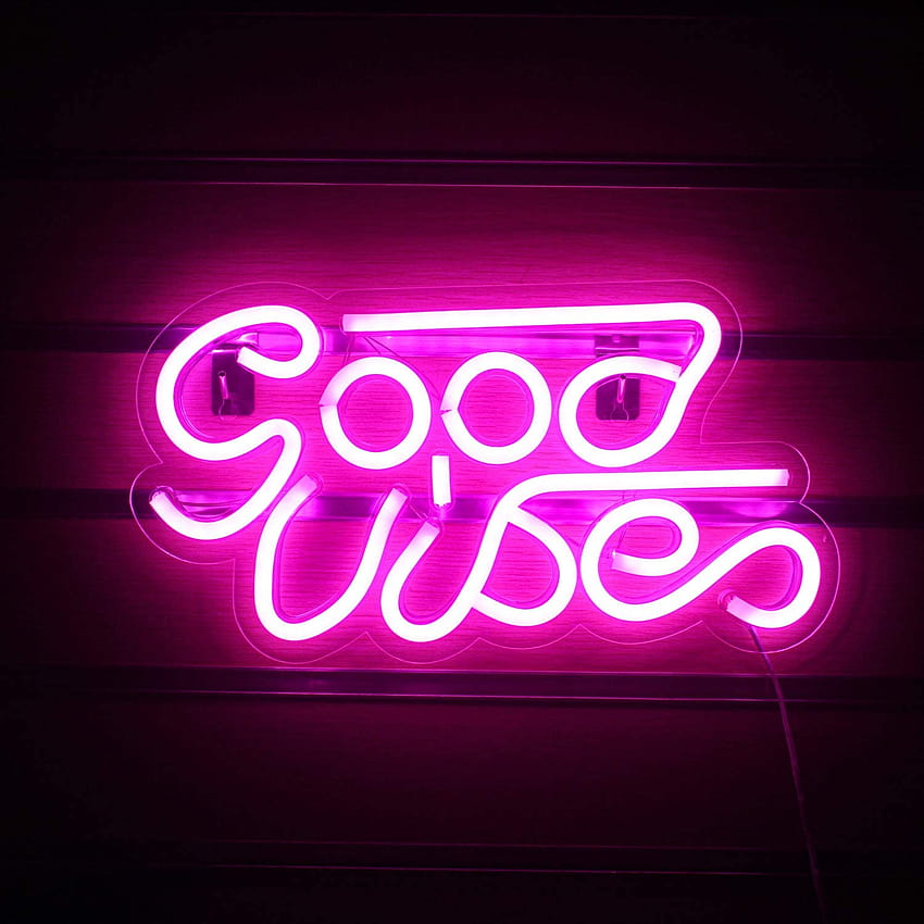 Good Vibes Neon Sign Lights Signs Lights with USB Decor for Room Bedroom Bar Restaurant Game Room Коледа Свети Валентин Birtay Party LED Art Decoration Light, neon signs Valentines HD тапет за телефон