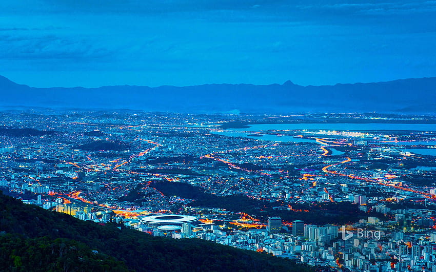 Río de Janeiro, incluido el estadio de Maracanã iluminado por la noche, maracana fondo de pantalla