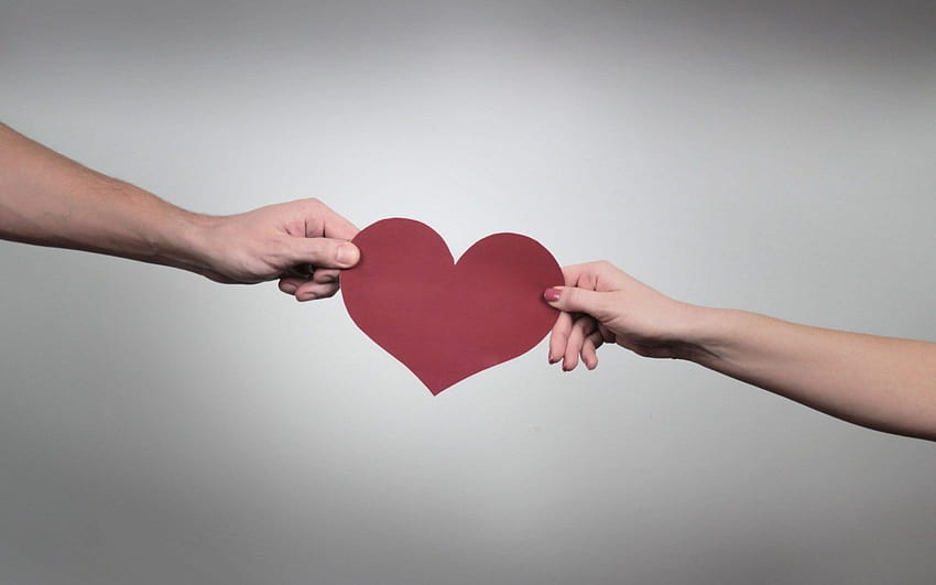 Man Woman Couple Mood Heart Paper Love ...eskipaper, hand love Wallpaper HD