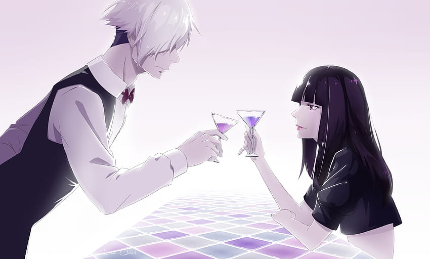 black hair chiyuki death parade decim drink lisa cloud long hair male onna, death parade anime HD wallpaper