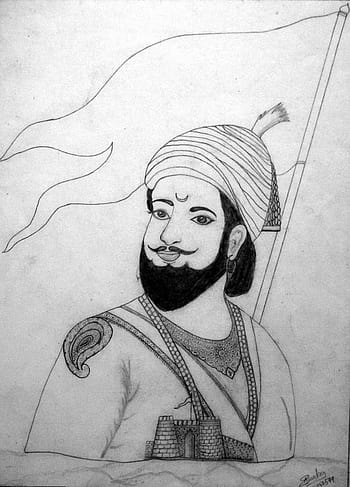 Image of Sketch of Chhatrapati Shivaji Maharaj Indian Ruler and a member of  the Bhonsle Maratha clan outline, silhouette editable  illustration-ZC563233-Picxy