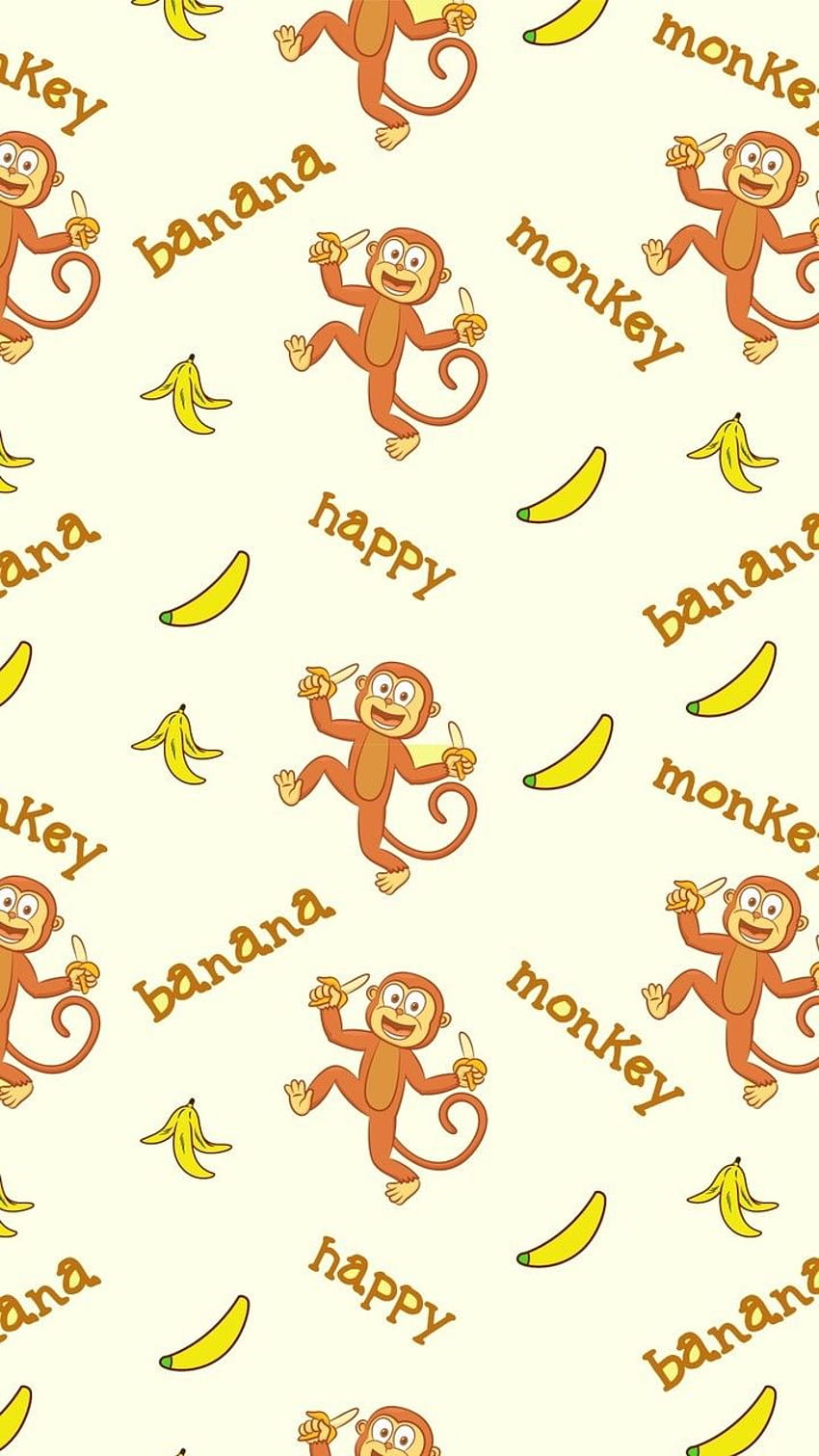 hewan, seni, Latar Belakang, pisang, indah, keindahan, kartun, warna-warni, binatang lucu, Desain, , mode, modern, ilustrasi, inspirasi, kawaii, kemewahan, monyet kecil, monyet, pastel, pola, pola, cantik, tekstur, w , monyet kawaii yang lucu wallpaper ponsel HD