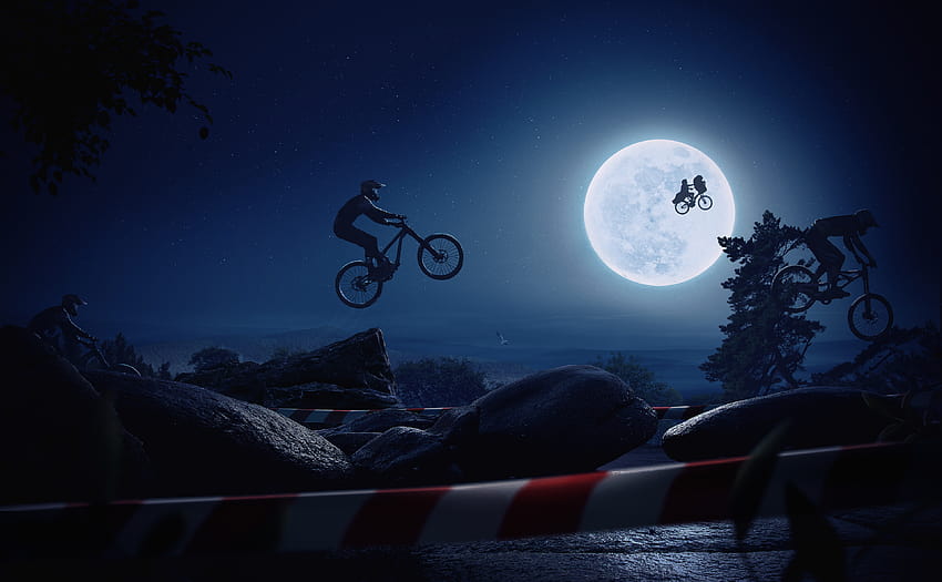 Digital Art Digital Oeuvre Fantasy Art hop Manipulation montage Night Sky Bicycle, night bike Fond d'écran HD