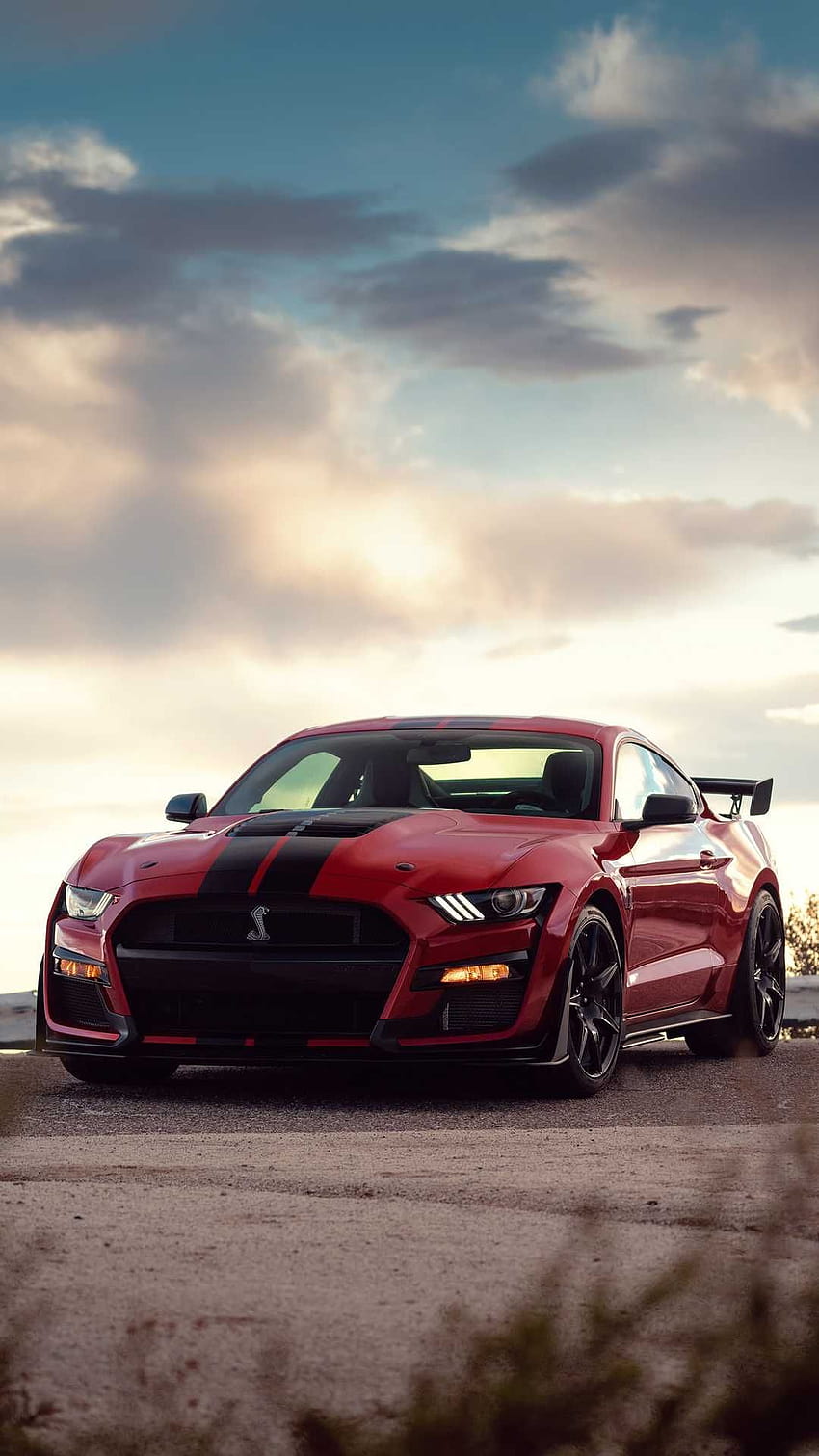 Nuovo, 2020 Ford Mustang Shelby GT500, angolo anteriore rosso, 2020 ford mustang gt500 iphone Sfondo del telefono HD
