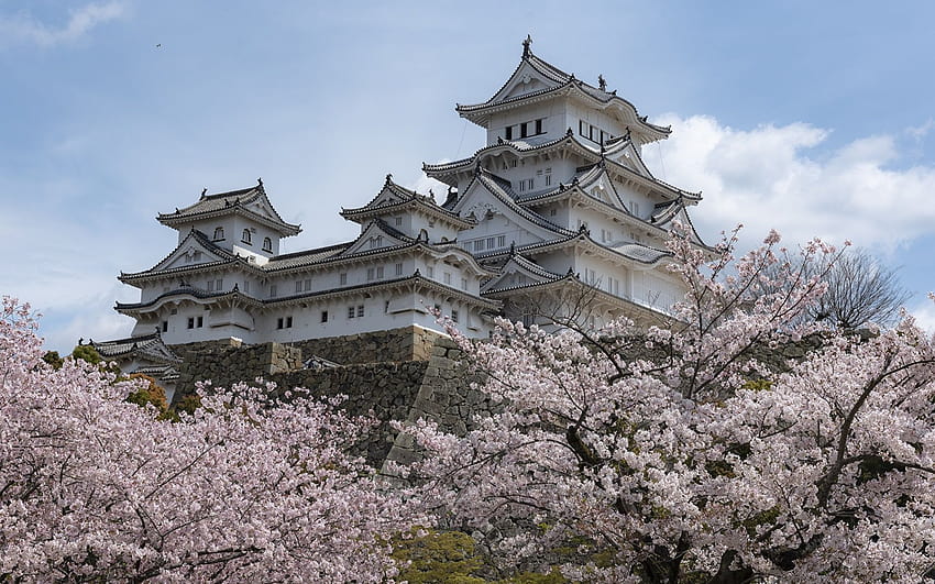 Япония Himeji Castle Spring Замъци Градове 1920x1200 HD тапет