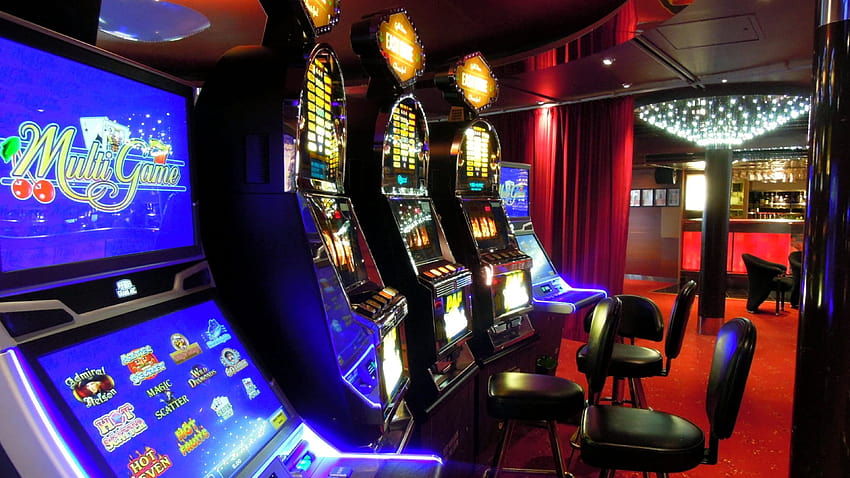 Slot Machine Casinò Blue Arcade Dipendenza da videogiochi Dipendenza Sfondo HD