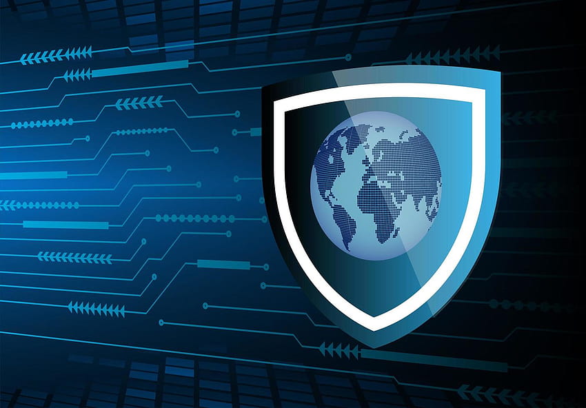 Blaue Sicherheitshintergründe für Zukunft und Technologie mit Weltkarte 1835218 Vektorgrafiken bei Vecteezy, Tech-World-Logo HD-Hintergrundbild