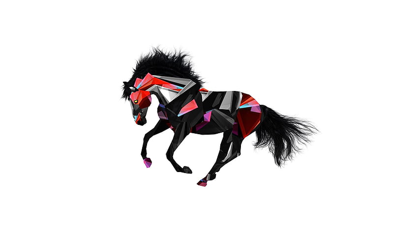 animals, Facets, Horse, Digital Art, Justin Maller / and Mobile Backgrounds, horse art HD wallpaper