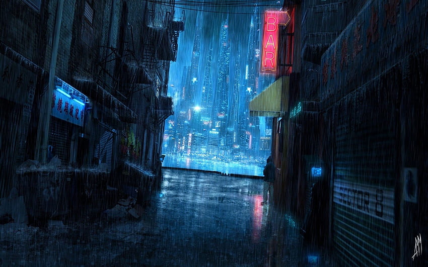 Cyberpunk dünyasında bir arka sokak. 1920 × 1200 :, geçit HD duvar kağıdı