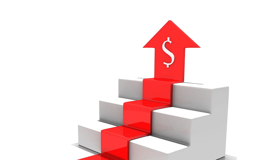 dollar growth, 3d red arrow, business, 3d white steps, 3d white stairs, 3d red graph, business 3d background, american dollars, dollar rate, growth concepts with resolution 2880x1800. High, business growth HD wallpaper